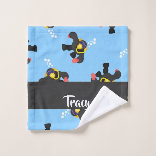 Scuba diver under water pattern washandje (Wasdoekje)