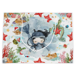 Scuba Diver Underwater Christmas Holiday  Groot Cadeauzakje
