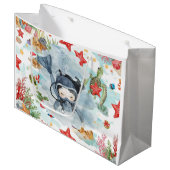 Scuba Diver Underwater Christmas Holiday Groot Cadeauzakje (Voorkant Gekanteld)