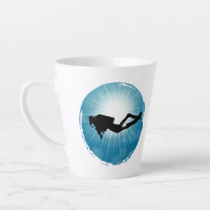 Scuba Diver Underwater Light Rays Latte Mok