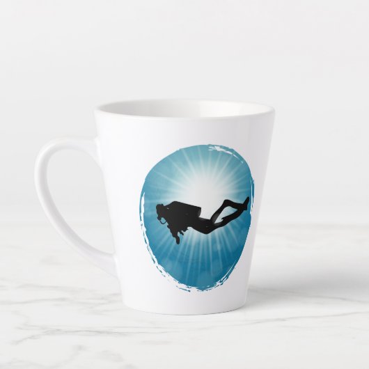 Scuba Diver Underwater Light Rays Latte Mok (Links)