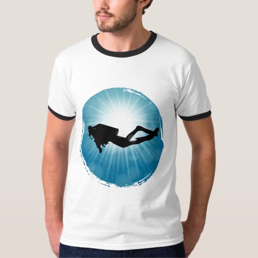 Scuba Diver Underwater Light Rays T-shirt (Voorkant)
