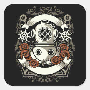 Scuba Diver Vierkante Sticker