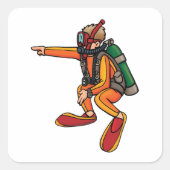 Scuba Diver Vierkante Sticker (Voorkant)
