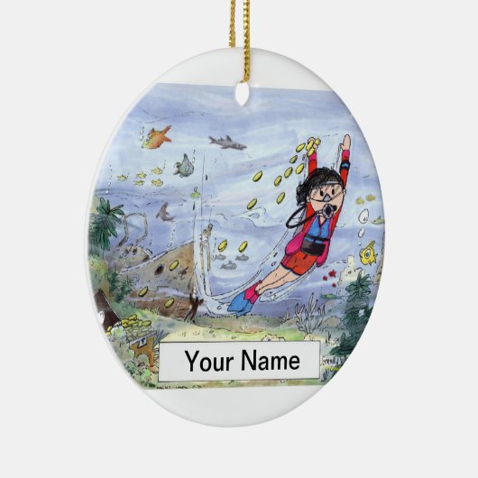 Scuba Diver - Vrouw Keramisch Ornament (Rechts)