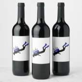 Scuba Diver Wijn Etiket (Flessen)
