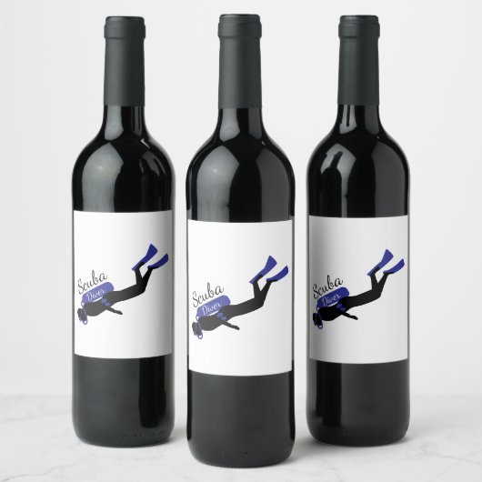 Scuba Diver Wijn Etiket (Flessen)