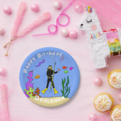 Scuba diver zee life cartoon papieren bordje (Feest)