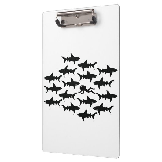 Scuba Diver zwemmen met een Sharks School Klembord (Links)