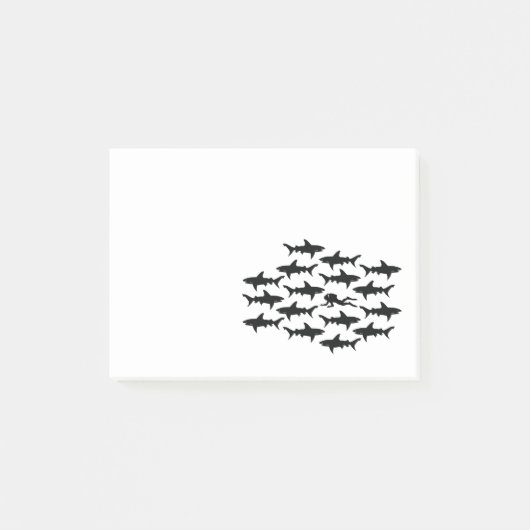 Scuba Diver zwemmen met een Sharks School Post-it® Notes (Voorkant)