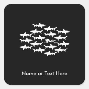 Scuba Diver zwemmen met een Sharks School Vierkante Sticker