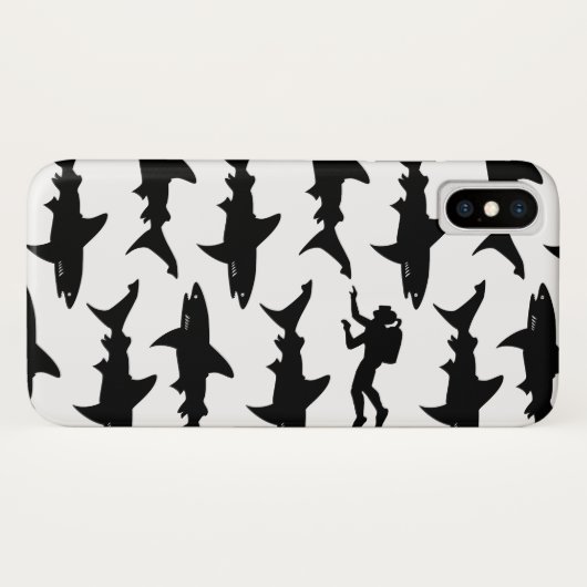 Scuba Diver zwemmen met Sharks School Case-Mate iPhone Case (Achterkant (horizontaal))