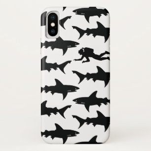 Scuba Diver zwemmen met Sharks School Case-Mate iPhone Case