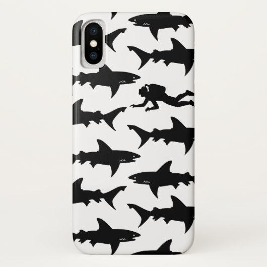 Scuba Diver zwemmen met Sharks School Case-Mate iPhone Case (Achterkant)