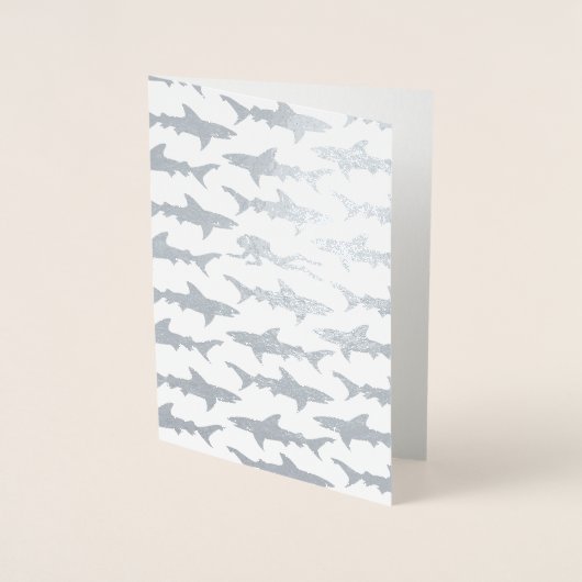 Scuba Diver Zwemt Met Haaien Verjaardag Of Nieuwe  Folie Kaarten (Voorkant)