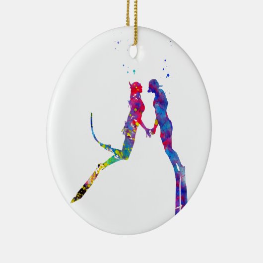 Scuba Divers Couple Keramisch Ornament (Rechts)