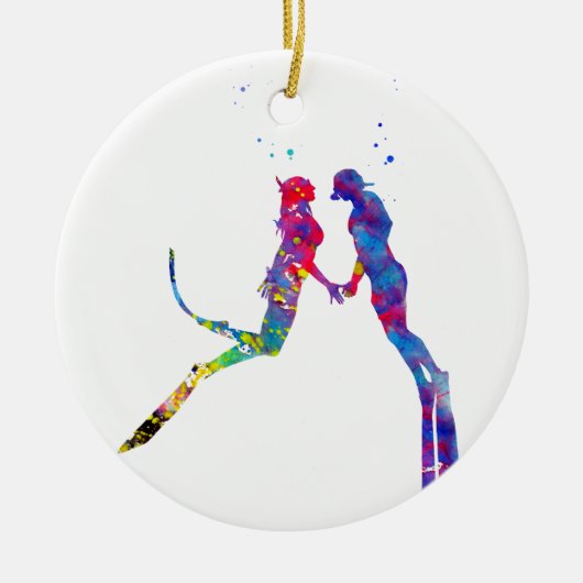 Scuba Divers Couple Keramisch Ornament (Voorkant)