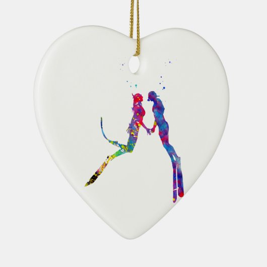 Scuba Divers Couple Keramisch Ornament (Rechts)