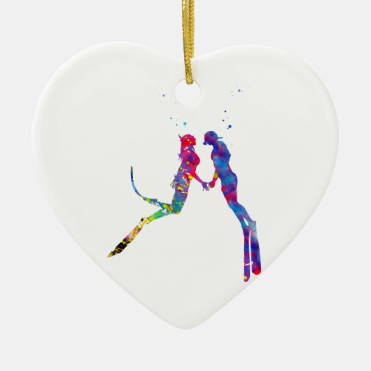 Scuba Divers Couple Keramisch Ornament (Voorkant)