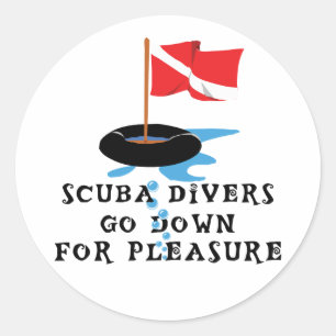 Scuba Divers gaan naar beneden voor plezier Ronde Sticker