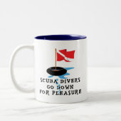Scuba Divers gaan naar beneden voor plezier Tweekleurige Koffiemok (Links)
