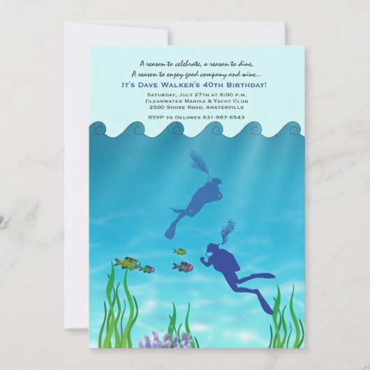 Scuba Divers Invitation Kaart (Voorkant)
