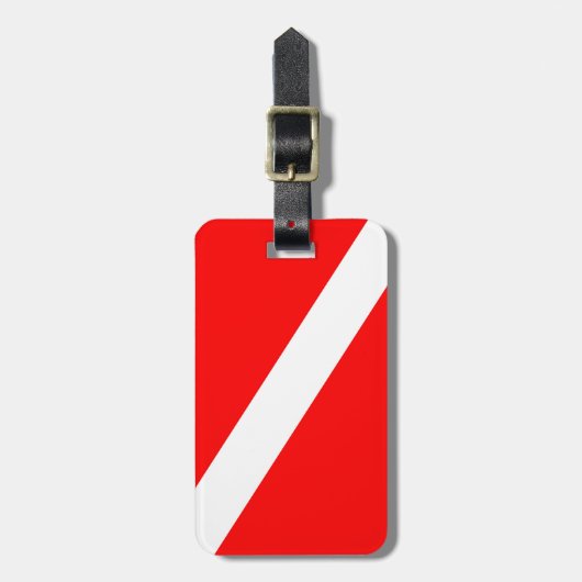scuba divers markeren rood diagonaal duvelsymbool bagagelabel (Voorkant verticaal)