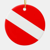 scuba divers markeren rood diagonaal duvelsymbool keramisch ornament (Voorkant)