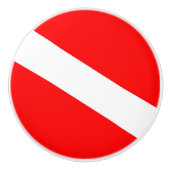 scuba divers markeren rood diagonaal duvelsymbool keramische knop (Voorkant)