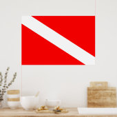 scuba divers markeren rood diagonaal duvelsymbool poster (Keuken)