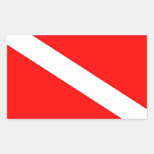 scuba divers markeren rood diagonaal duvelsymbool rechthoekige sticker (Voorkant)
