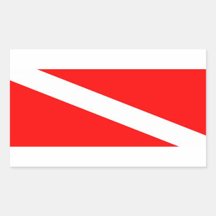 scuba divers markeren rood diagonaal duvelsymbool rechthoekige sticker