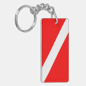 scuba divers markeren rood diagonaal duvelsymbool sleutelhanger (Voorkant Links)