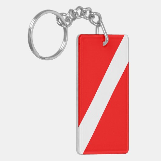 scuba divers markeren rood diagonaal duvelsymbool sleutelhanger (Voorkant Links)