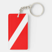 scuba divers markeren rood diagonaal duvelsymbool sleutelhanger (achterkant)