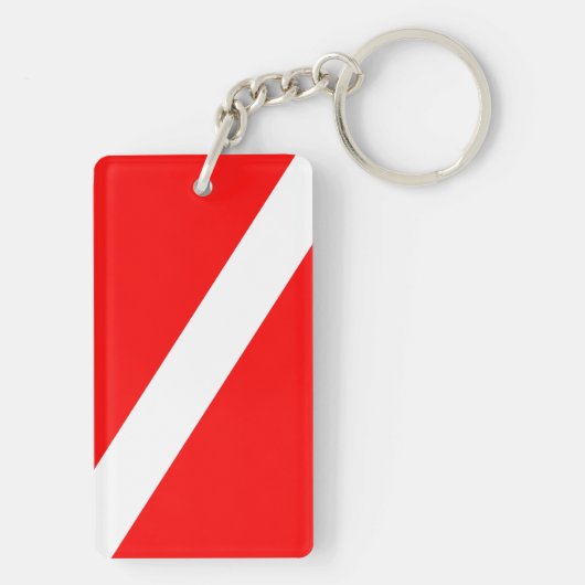 scuba divers markeren rood diagonaal duvelsymbool sleutelhanger (achterkant)