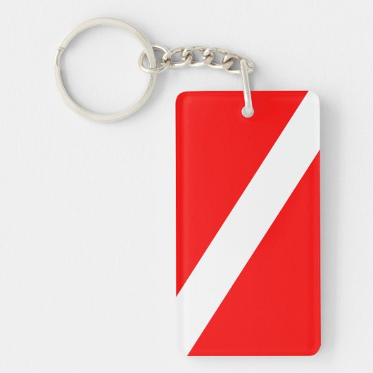 scuba divers markeren rood diagonaal duvelsymbool sleutelhanger (Voorkant)
