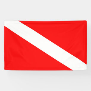 scuba divers markeren rood diagonaal duvelsymbool spandoek