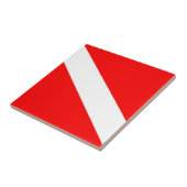 scuba divers markeren rood diagonaal duvelsymbool tegeltje (Zijkant)