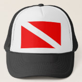 scuba divers markeren rood diagonaal duvelsymbool trucker pet (Voorkant)