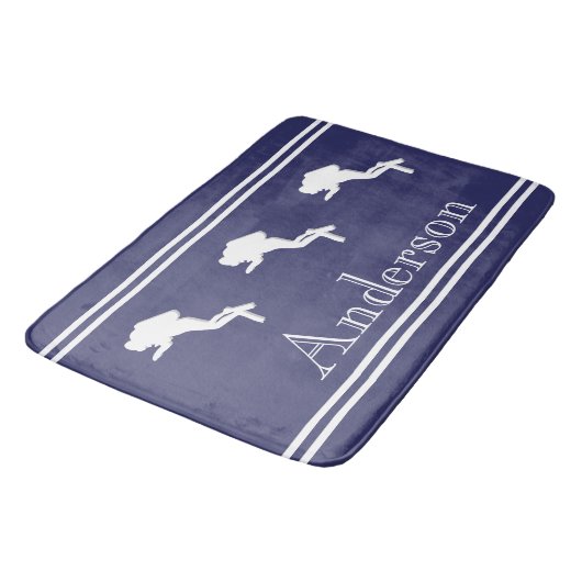SCUBA DIVERS Monogrammed White Navy Grey Badmat (Gekanteld)