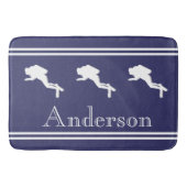 SCUBA DIVERS Monogrammed White Navy Grey Badmat (Voorkant)