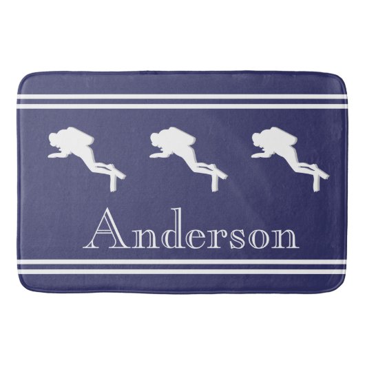 SCUBA DIVERS Monogrammed White Navy Grey Badmat (Voorkant)