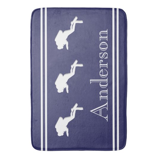 SCUBA DIVERS Monogrammed White Navy Grey Badmat (Voorkant Verticaal)