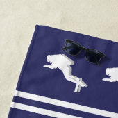 SCUBA DIVERS Monogrammed White Navy Grey Strandlaken (In situ)