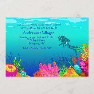 Scuba Diver's Paradise Invitation Kaart