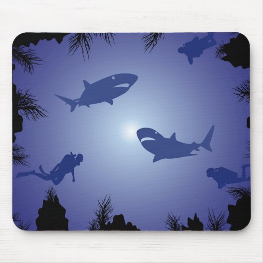 Scuba Divers & Sharks Patroon Muismat (Voorkant)