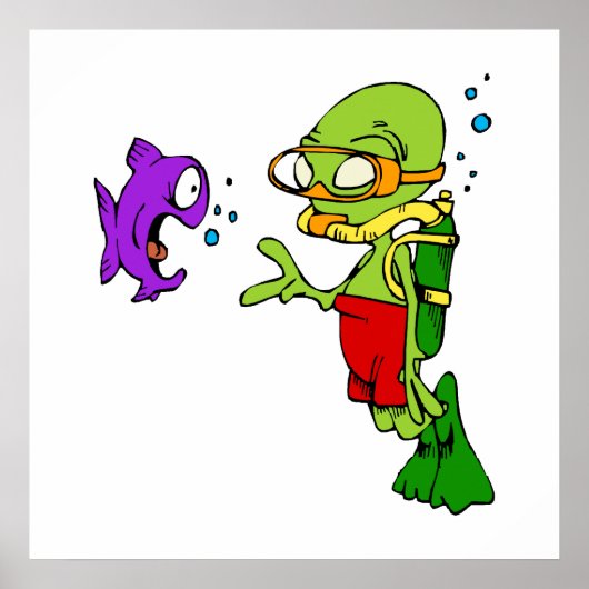 Scuba Diving Alien Poster (Voorkant)
