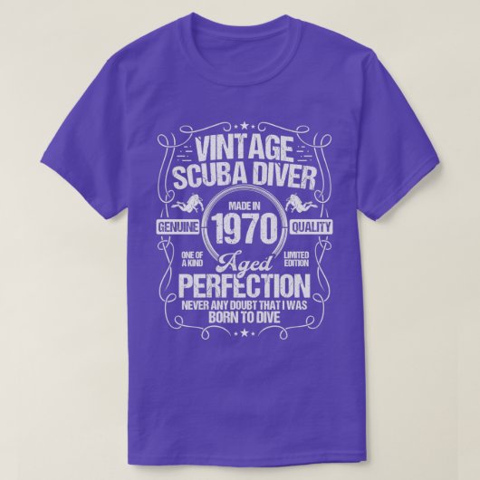 Scuba Diving Birthday Idea 1970 Scuba Diver T-shirt (Design voorkant)