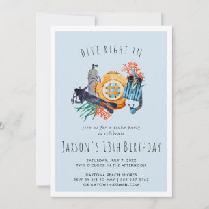 Scuba Diving Birthday Party Invitation